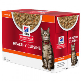 Hills Science Plan Adult Cat Healthy Cuisine Stew with Chicken & added Vegetables – пълноценна мокра храна за котки над 1 година, задушено пилешко със зеленчуци 12 х 80 гр.